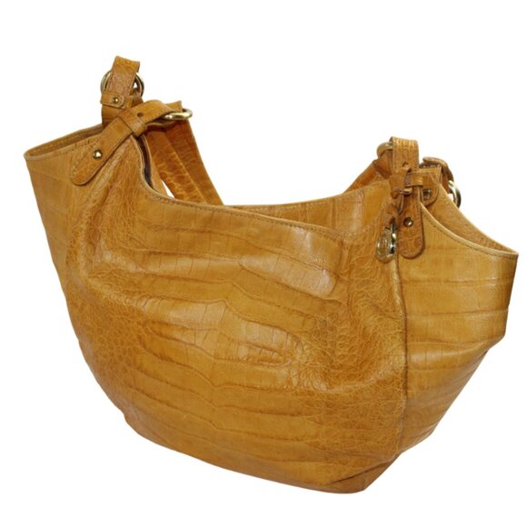 Brahmin Jacqueline Melbourne Chartreuse Croc Shoulder Hobo Bag - Picture 4 of 9